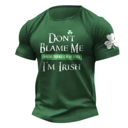 Men\'s Don\'t Blame Me I\'m Irish Trouble Maker St Patrick\'s Day Shamrock Daily Casual Short Sleeve Crew Neck T-Shirt