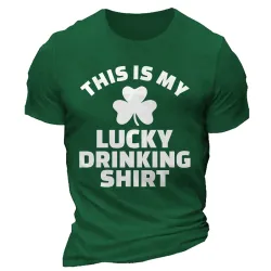 Men\'s This Is My Lucky Drinking Shirt Shamrock Daily Casual Short Sleeve Crew Neck T-Shirt