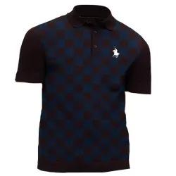 Men\'s Checkerboard Contrast Polo Shirt