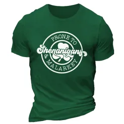 Men\'s Shenanigans St. Patrick\'s Day Lucky Shamrock Daily Casual Short Sleeve Crew Neck T-Shirt