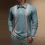 Geometric Color Block Button Long Sleeve Bowling Polo Shirt