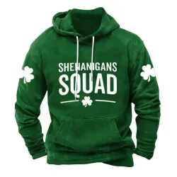 Men\'s Hoodie Shenanigans Squad St. Patrick\'s Day Lucky You Shamrock Long Sleeve Daily Tops