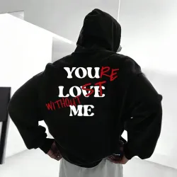 Men\'s Slogan Graphic Valentine\'s Day Drawstring Hoodie You Love Me