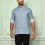 Blue Cotton Printed Geometric Short Kurta For Men