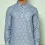 Blue Cotton Printed Geometric Short Kurta For Men