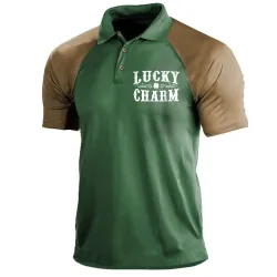 Men\'s Polo T-Shirt Lucky Charm St. Patrick\'s Day Short Sleeve Summer Color Block Daily Tops