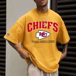 Unisex Oversized Vintage Super Bowl Chiefs Printed T-Shirt