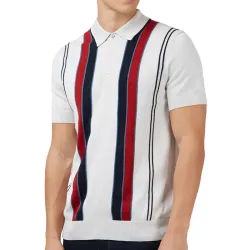 Men\'s Knitted Textured Print Polo Shirt