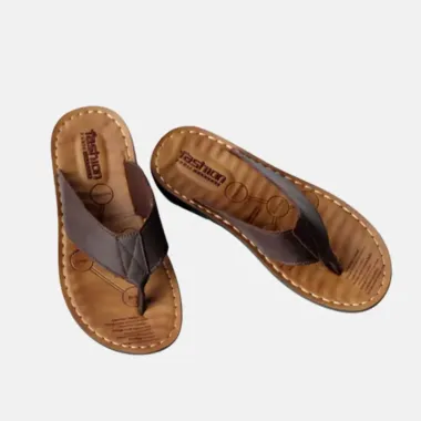 Men's leather flip flops