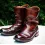 Western Vintage Square Head Soft Leather Boots