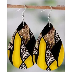 1Pair Baroque Leopard Print WaterDrop Hook Earrings