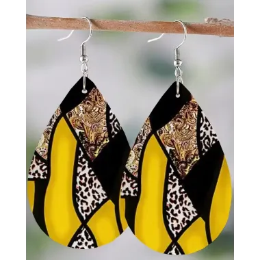 1Pair Baroque Leopard Print WaterDrop Hook Earrings