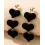 1Pair Black Love Velvet Layered Heart Dangle Earrings