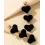 1Pair Black Love Velvet Layered Heart Dangle Earrings