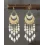 1Pair Bohemian Floral Embossed Beaded Tassel Hook Earrings