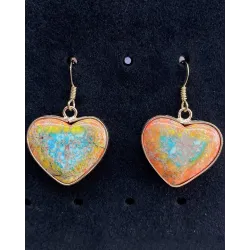 1Pair Bohemian Natural Stone Heart Shaped Drop Earrings