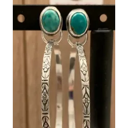 1Pair Bohemian Tribal Turquoise Hoop Earrings