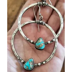 1Pair Bohemian Turquoise Hoop Earrings