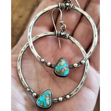 1Pair Bohemian Turquoise Hoop Earrings