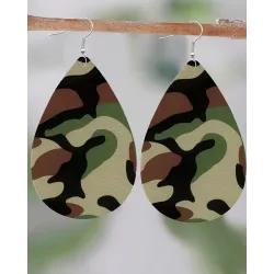 1Pair Camouflage Print Waterdrop Hook Earrings