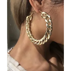 1Pair Chain Strap Hoop Earrings