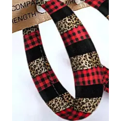 1Pair Christmas Plaid Leopard Hoop Earrings