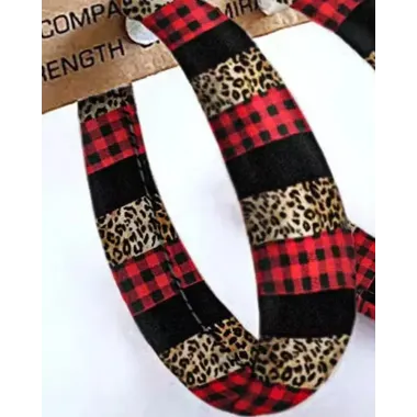 1Pair Christmas Plaid Leopard Hoop Earrings