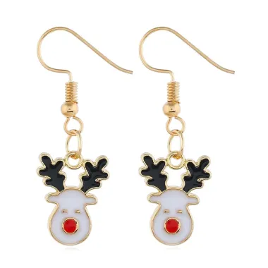 1Pair Christmas Reindeer Shaped Hook Earrings