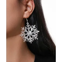 1Pair Christmas Snowflake Shaped Drop Earrings