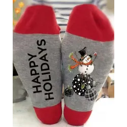 1Pair Christmas Snowman Letter Print Socks