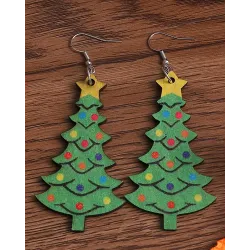 1Pair Christmas Tree Shaped Dangle Hook Earrings