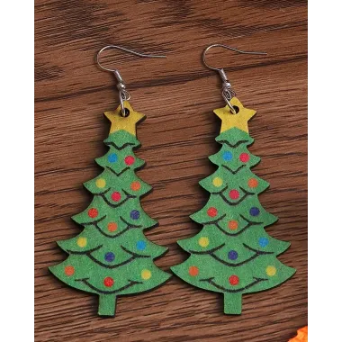 1Pair Christmas Tree Shaped Dangle Hook Earrings