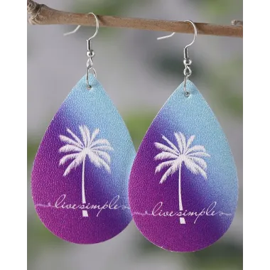 1Pair Coconut Tree Ombre Waterdrop Earrings