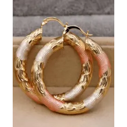 1Pair Colorblock Vintage Hoop Earrings