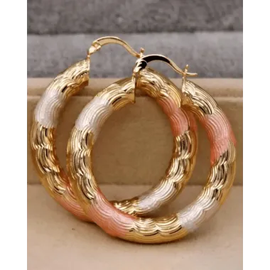 1Pair Colorblock Vintage Hoop Earrings