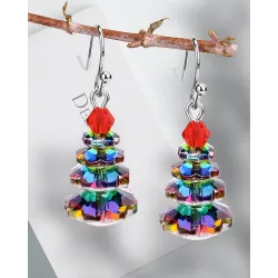 1Pair Crystal Christmas Tree Drop Earrings