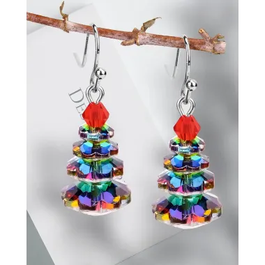 1Pair Crystal Christmas Tree Drop Earrings