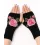 1Pair Floral Embroidery Fingerless Winter Knit Warm Gloves