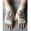 1Pair Floral Embroidery Hollow Out Fingerless Knit Gloves