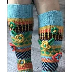 1Pair Floral Geometric Pattern Knit Floor Socks