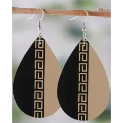 1Pair Geometric Print Colorblock Waterdrop Earrings