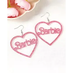 1Pair Glitter Barbie Hollow Heart Hook Earrings