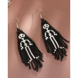 1Pair Halloween Beaded Ghost Drop Earrings