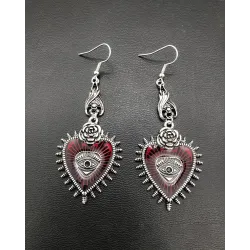 1Pair Halloween Gothic Bat Heart Shaped Drop Earrings