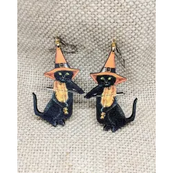 1Pair Halloween Gothic Cat Shaped Drop Earrings