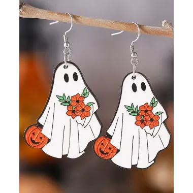 1Pair Halloween Pumpkin Floral Ghost Dangle Earrings