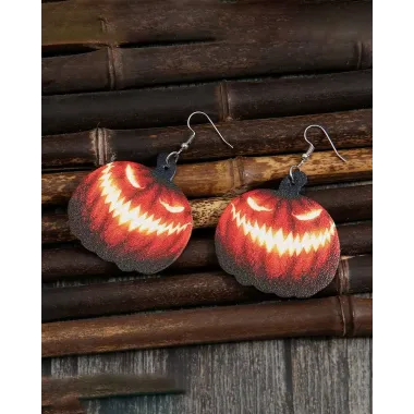 1Pair Halloween Pumpkin Shaped Drop Earrings