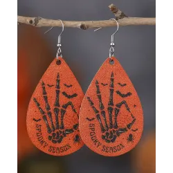 1Pair Halloween Skeleton Slogan Waterdrop Earrings