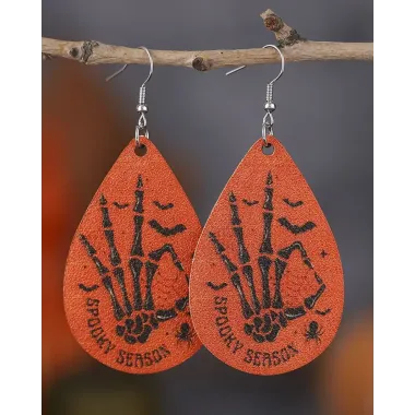 1Pair Halloween Skeleton Slogan Waterdrop Earrings