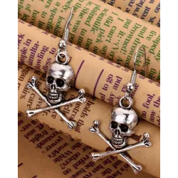 1Pair Halloween Skull Cross Bone Hook Earrings